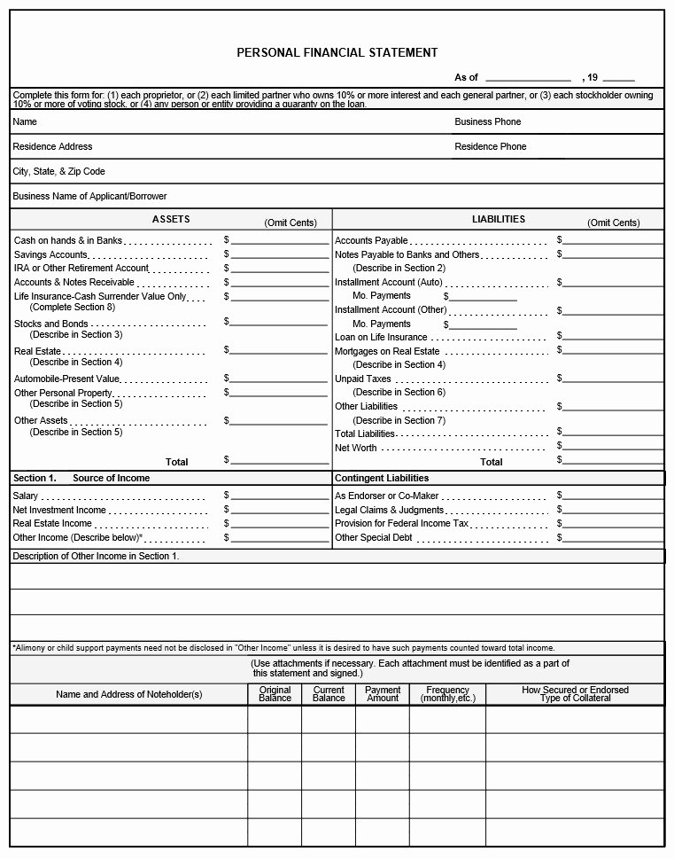 Personal Financial Statement Template Free Elegant 40 Personal Financial Statement Templates &amp; forms