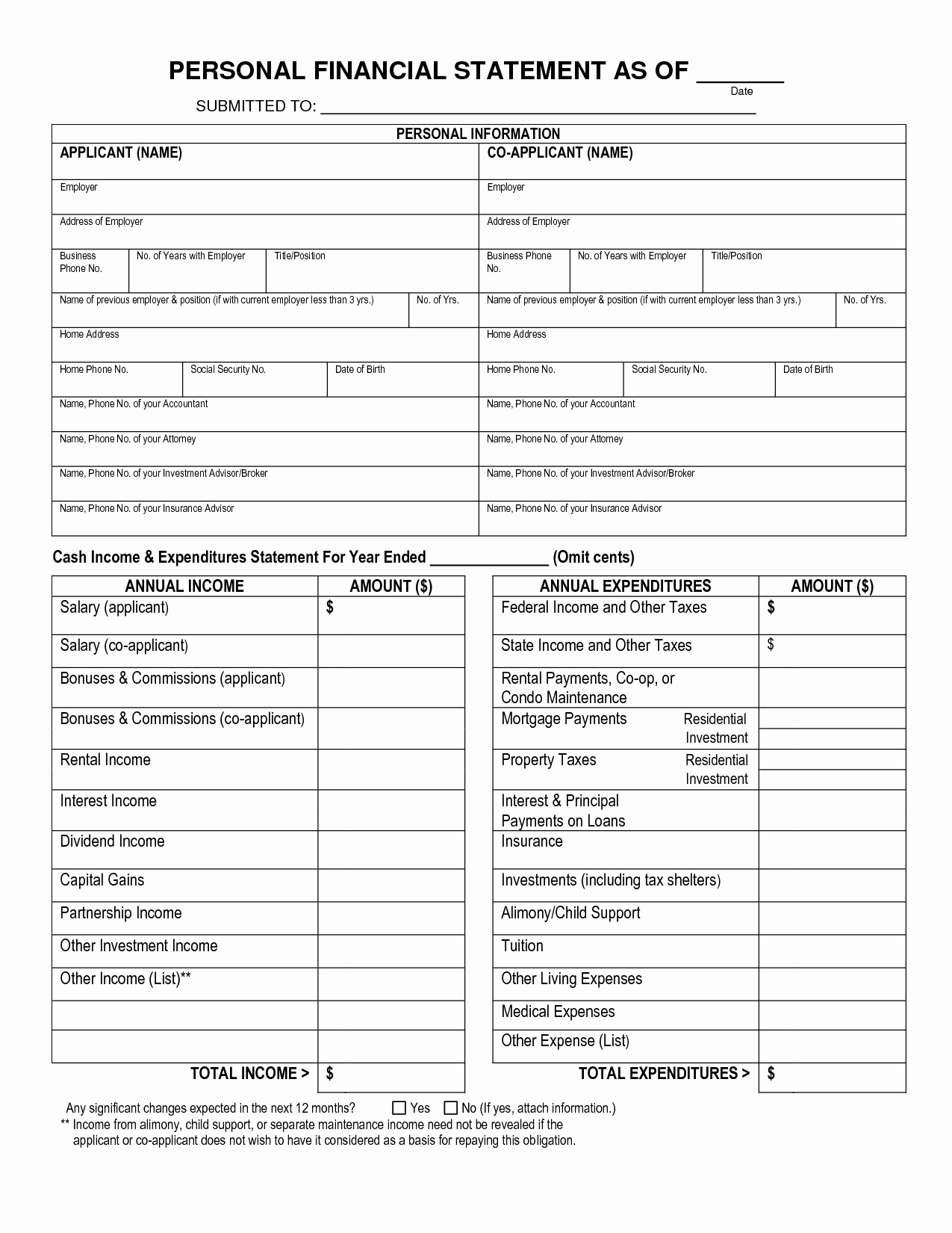 Personal Financial Statement Template Free Elegant Free Printable Personal Financial Statement