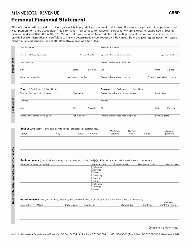 Personal Financial Statement Template Free Inspirational 8 Personal Financial Statement Templates Excel Templates