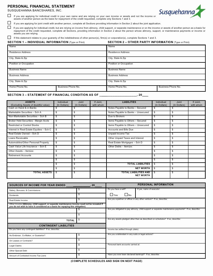 Personal Financial Statement Template Free Unique Personal Financial Statement