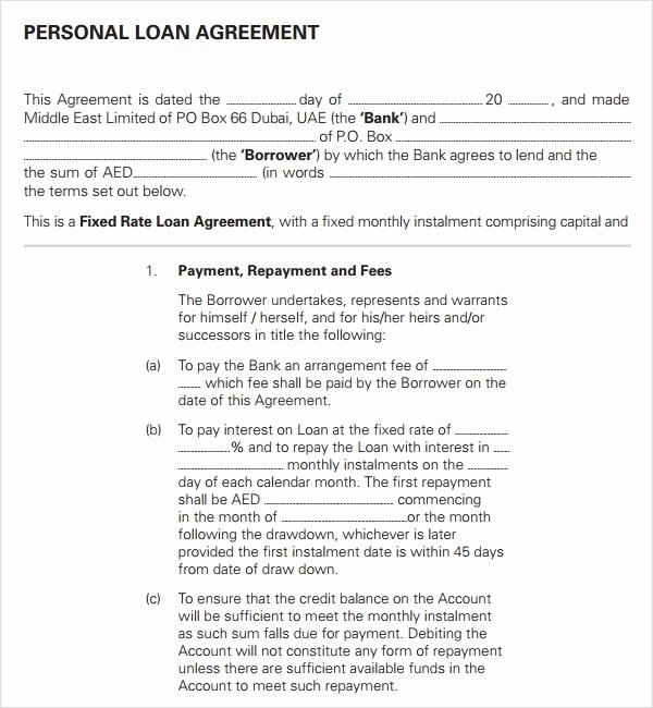Personal Loan Agreement Template Word Best Of Loan Agreement 14 Download Documents In Pdf Word