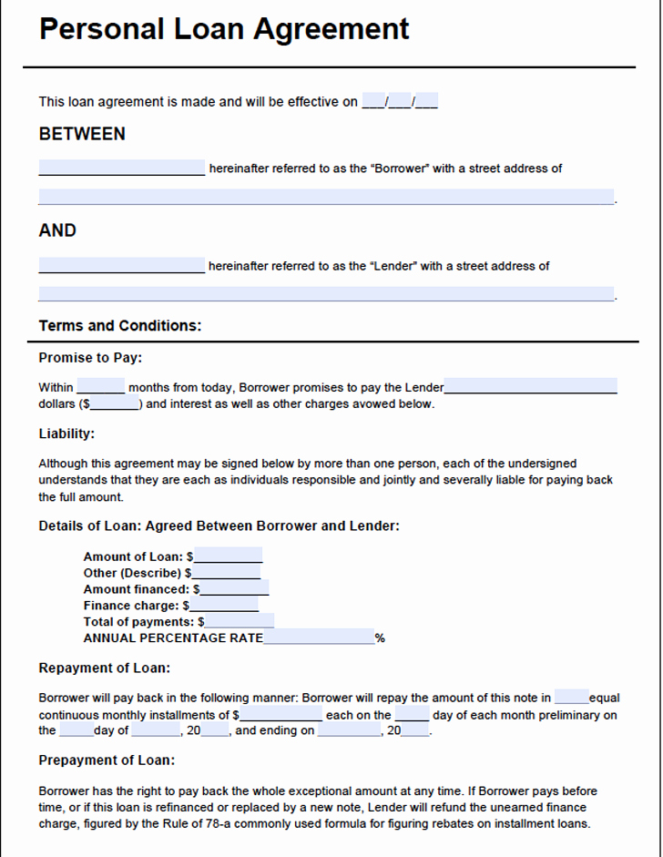 Personal Loan Agreement Template Word Best Of Personal Loan Agreement Template