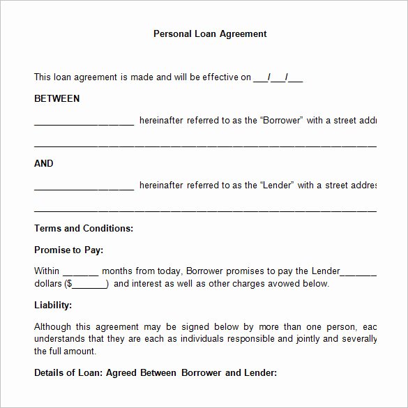 Personal Loan Agreement Template Word Elegant Loan Contract Template – 20 Examples In Word Pdf