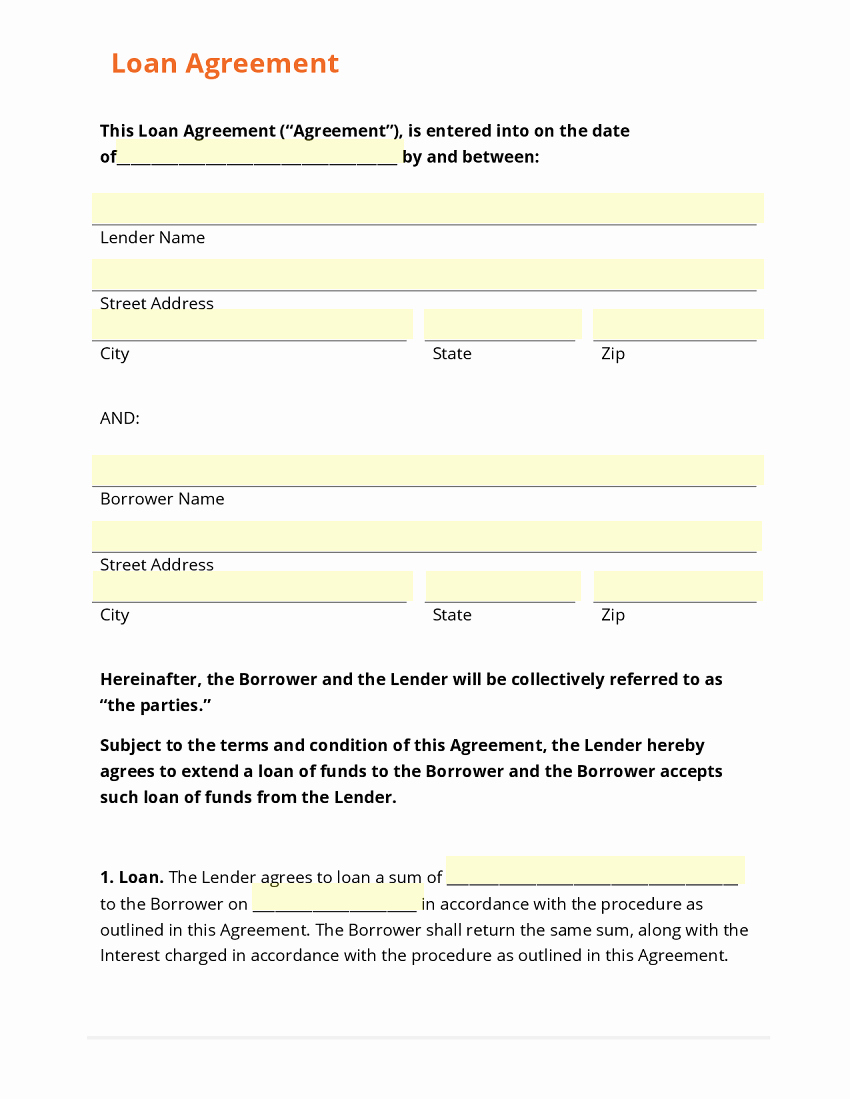 Personal Loan Agreement Template Word New Simple Loan Agreement Sample Vatansun