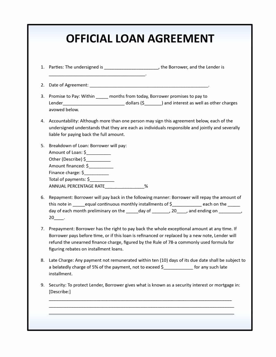 Personal Loan Agreement Template Word Unique 40 Free Loan Agreement Templates [word &amp; Pdf] Template Lab