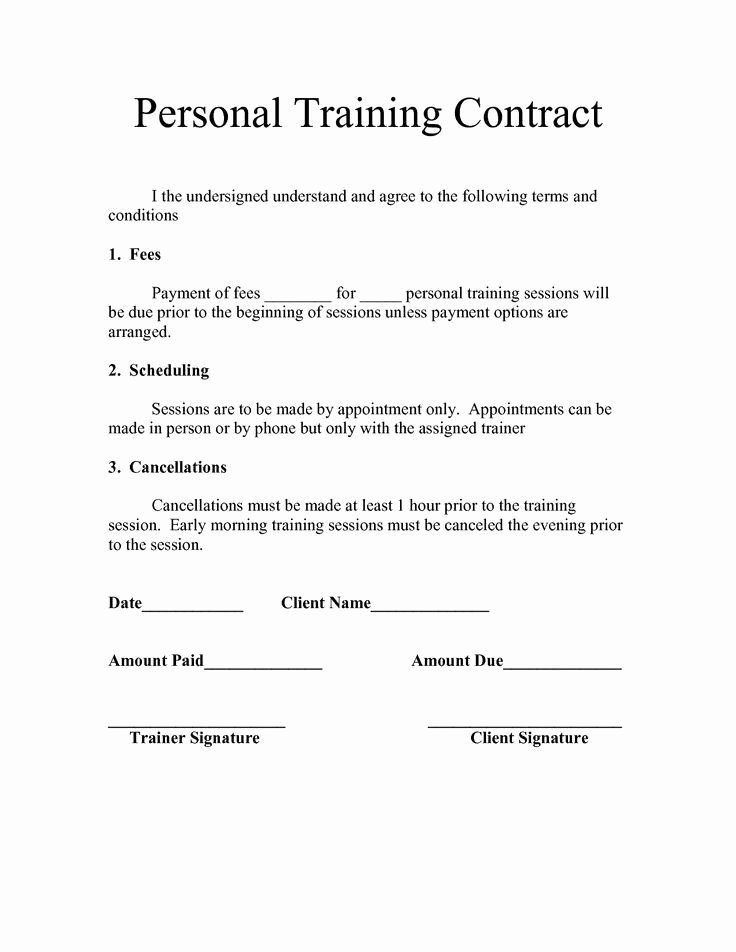 Personal Services Contract Template Luxury Personal Training Contract Templates