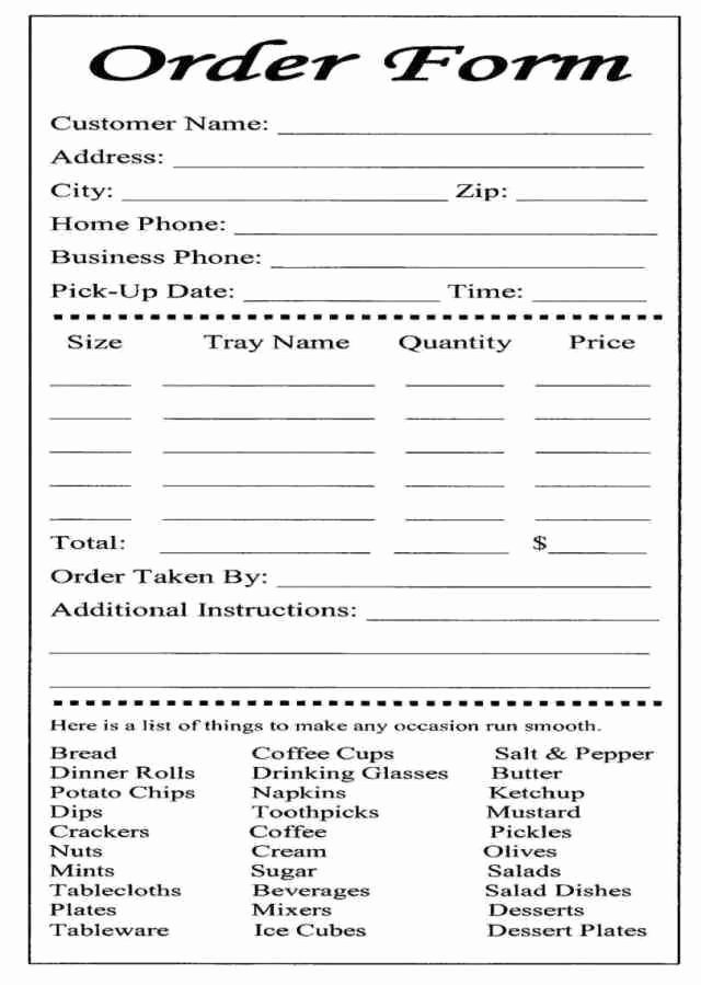 Photo Package order form Template Elegant order form Template Word Blank order form Templates are