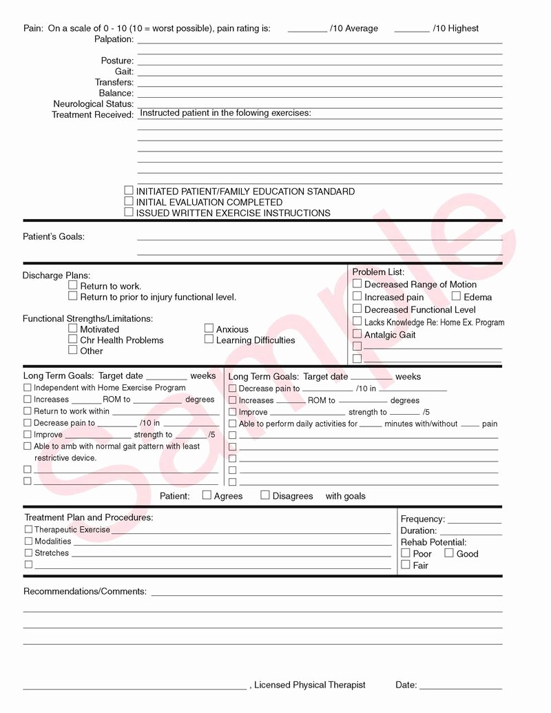 Physical therapy forms Template Awesome Best S Of Pt Initial Evaluation Samples Sheet