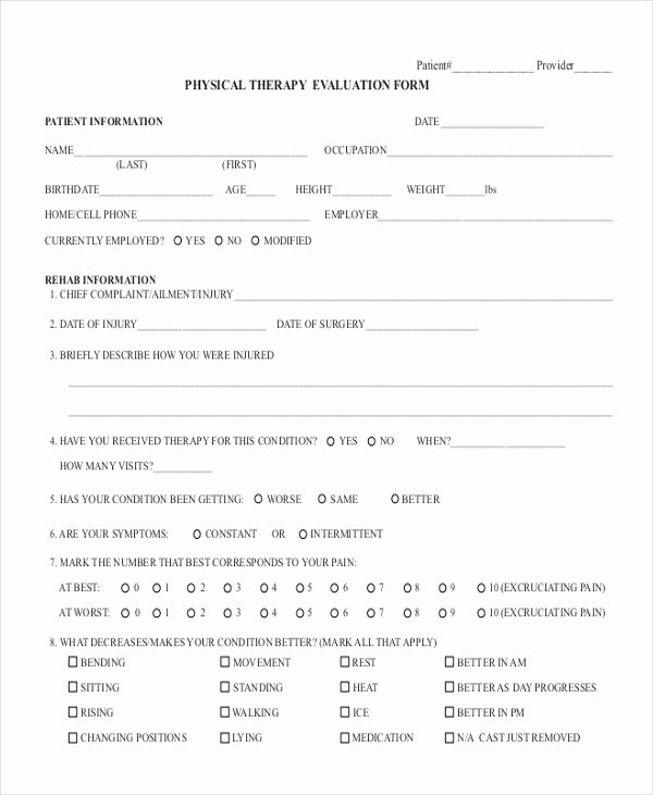 Physical therapy forms Template Awesome Free 14 Sample Physical forms In Pdf
