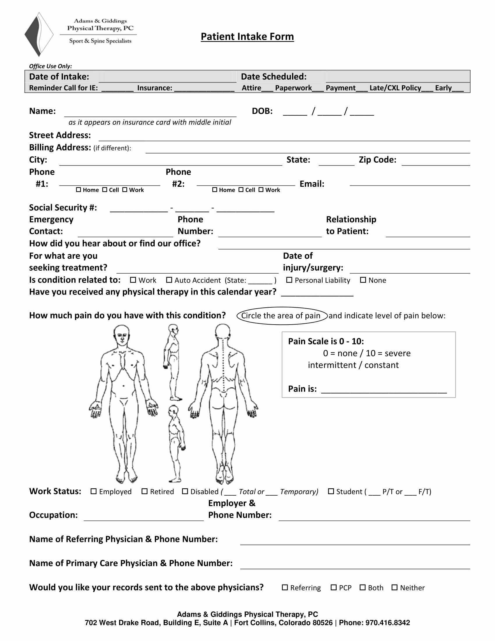 Physical therapy forms Template Luxury 5 Physical therapy Intake forms Pdf Doc