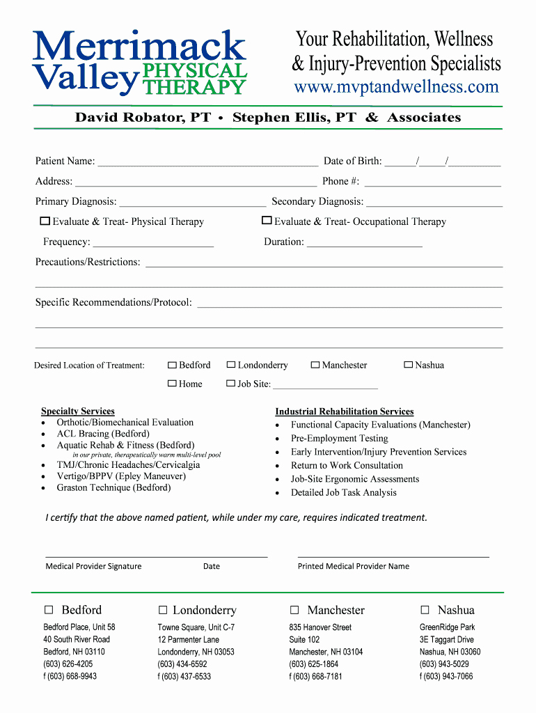 Physical therapy forms Template Unique Physical therapy Prescription form Fill Line Printable
