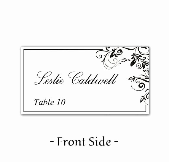 Placement Card Template Word Beautiful Instant Download Classic Elegance Black Leaf ornate