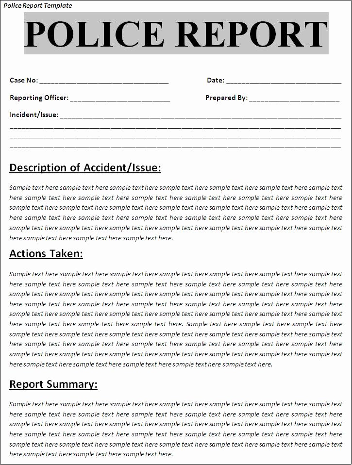 Police Report Template Pdf Best Of Police Report Template