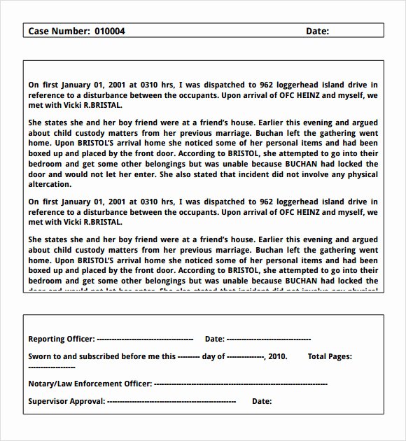 Police Report Template Pdf Inspirational Free 7 Sample Police Reports In Word