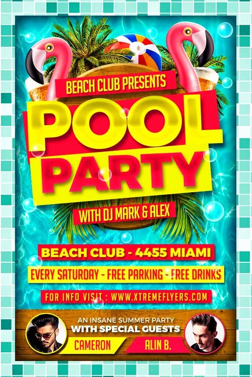 pool party psd flyer template