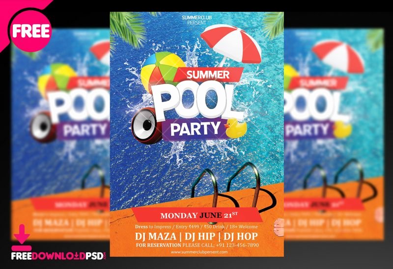 Pool Party Flyers Templates Awesome Pool Party Psd Flyer