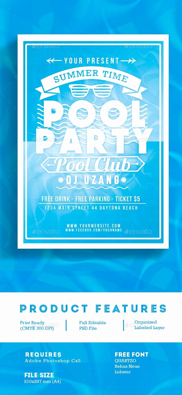 Pool Party Flyers Templates Awesome Pool Party Summer Time Flyer