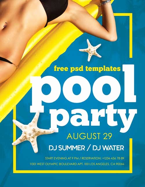 Pool Party Flyers Templates Awesome Summer Pool Party Free Psd Flyer Template Freebie