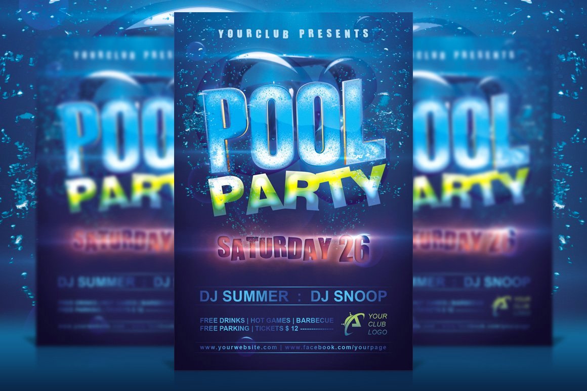 Pool Party Flyers Templates Beautiful Pool Party Flyer Flyer Templates Creative Market