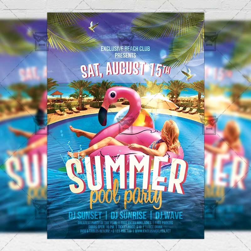 Pool Party Flyers Templates Free Luxury Summer Pool Party Flyer – Seasonal A5 Template