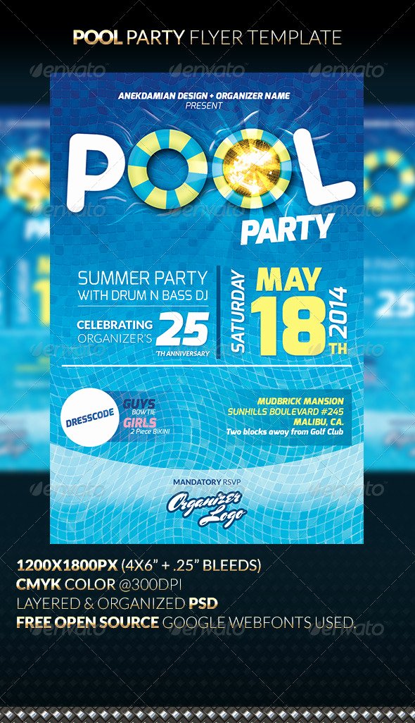 Pool Party Flyers Templates Inspirational Pool Party Flyer Template by Anekdamian