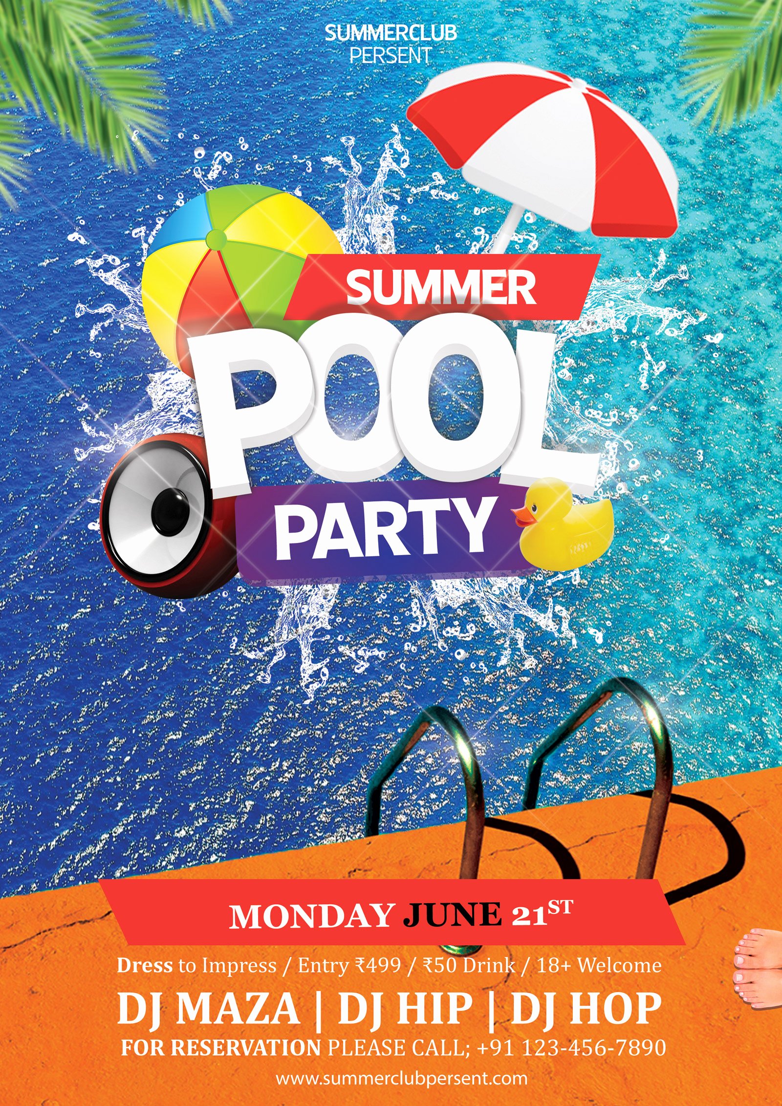 Pool Party Flyers Templates New Pool Party Psd Flyer