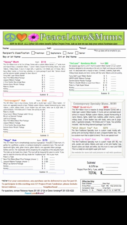 Pre order form Template Elegant by Style Pre Made order forms
