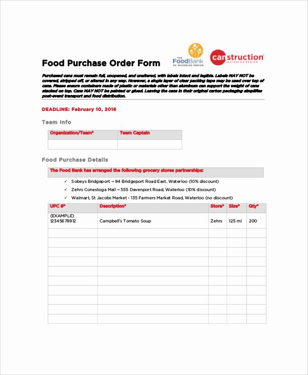 Pre order form Template Lovely Sample Food order form 9 Examples In Word Pdf