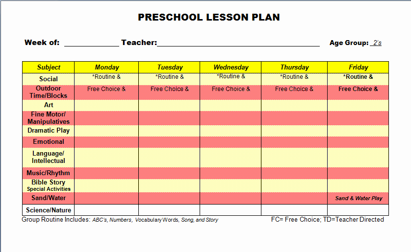 Preschool Lesson Plan Template Word New Printable Editable attendance Registers for Preschool Kids