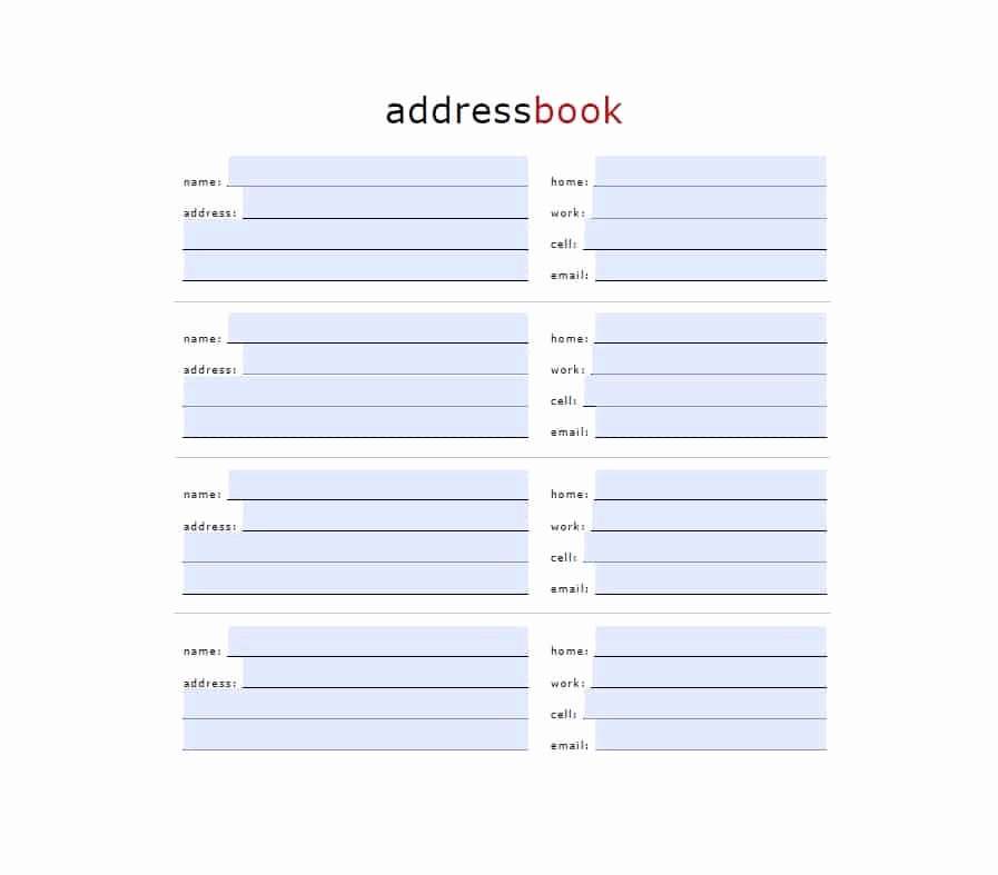 Printable Address Book Template Elegant 40 Printable &amp; Editable Address Book Templates [ Free]