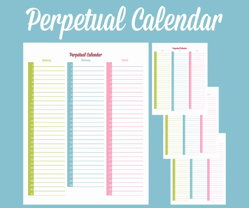 Printable Birthday Calendar Template New Perpetual Calendar Calendar Template