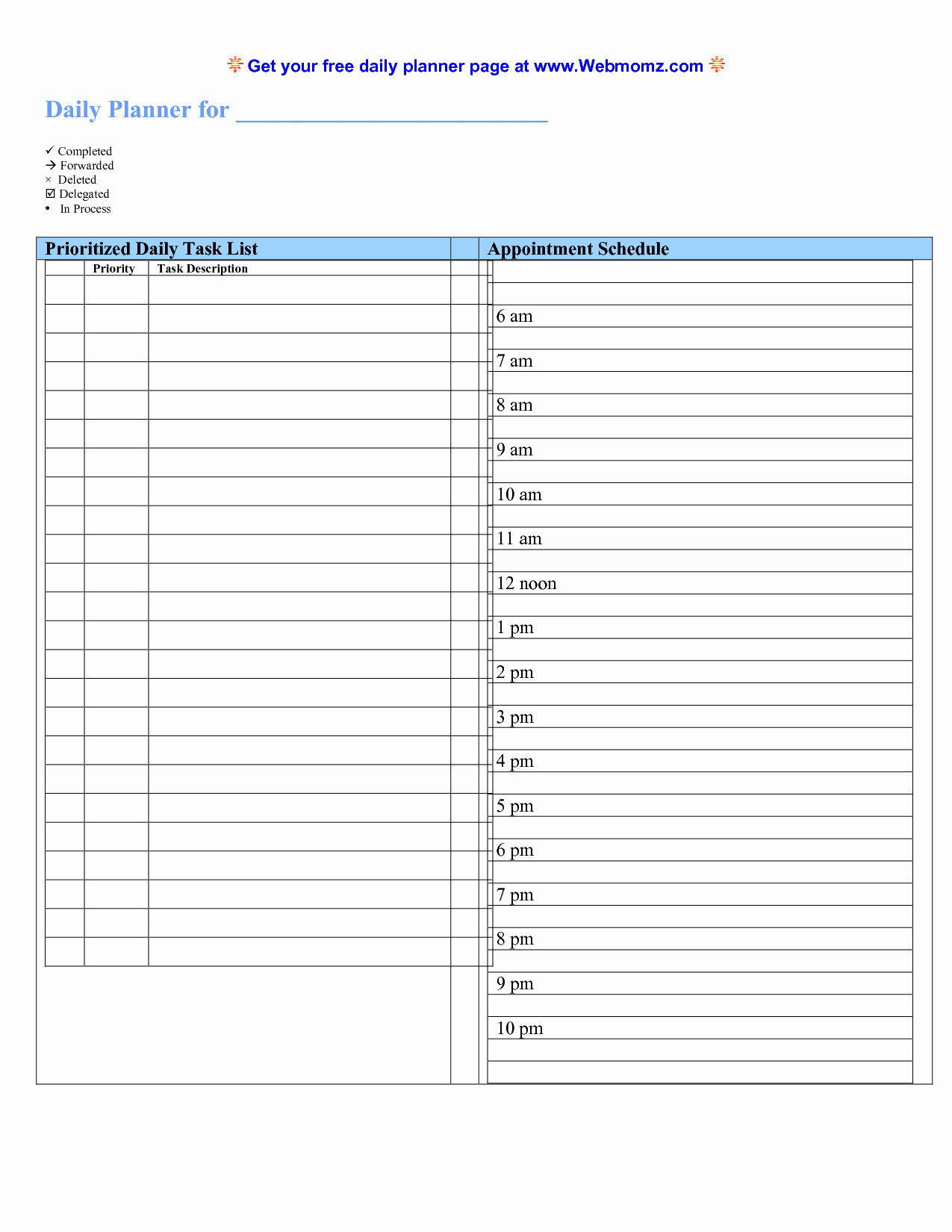 Printable Daily Planner Template Awesome Free Printable Daily Planner Template