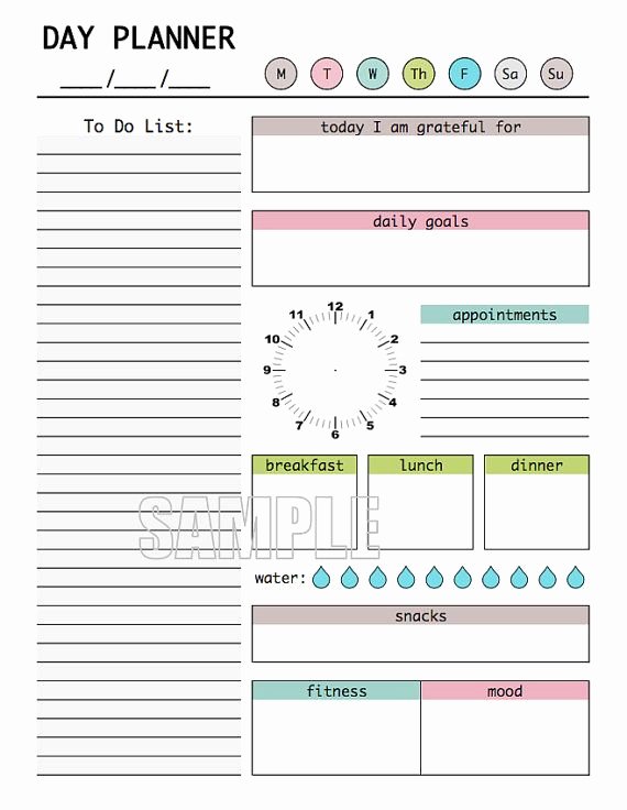 Printable Daily Planner Template Unique Day Planner Printable Fillable Pdf Daily Planner
