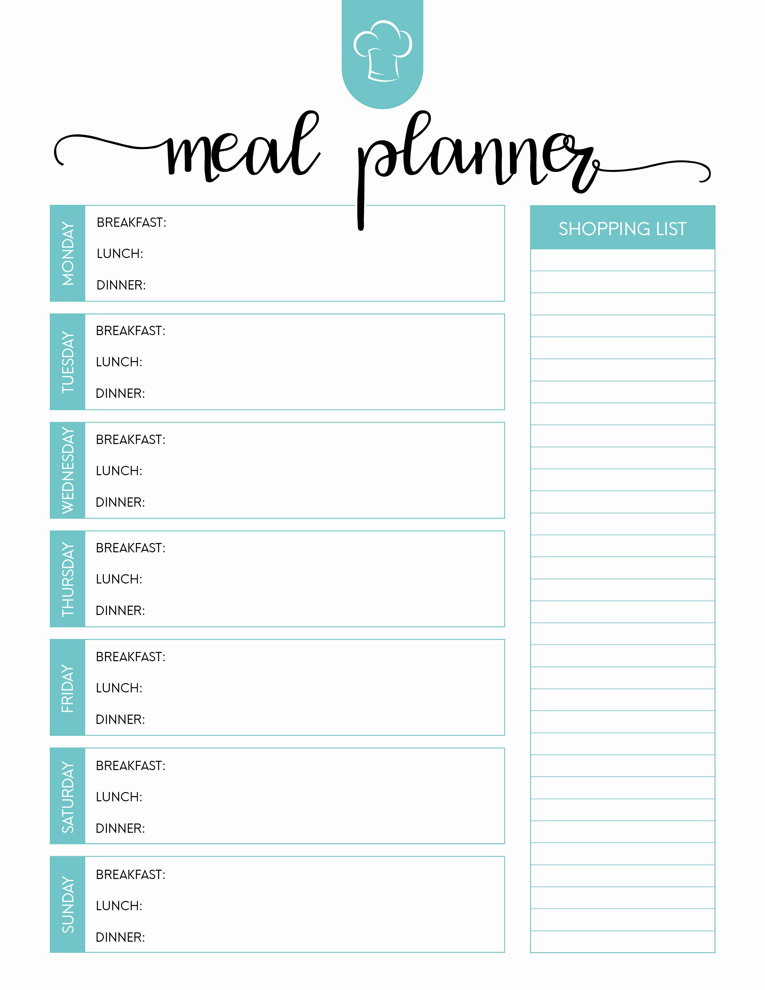Printable Daily Planner Template Unique Free Printable Meal Planner Set the Cottage Market