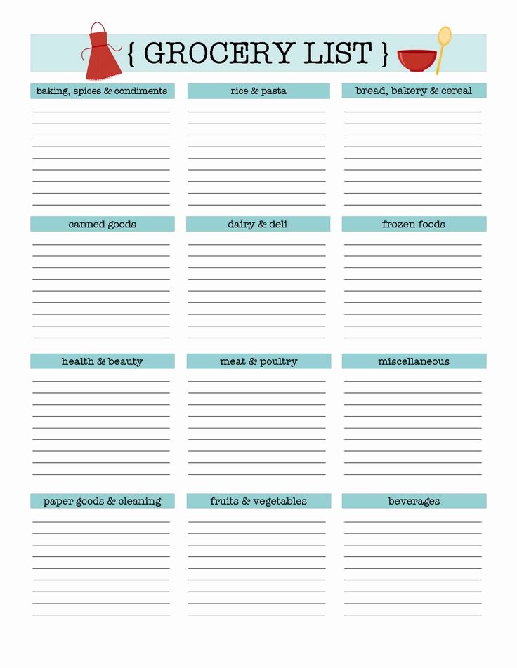 Printable Grocery List Templates Awesome Naturally Creative Mama Grocery List Printable