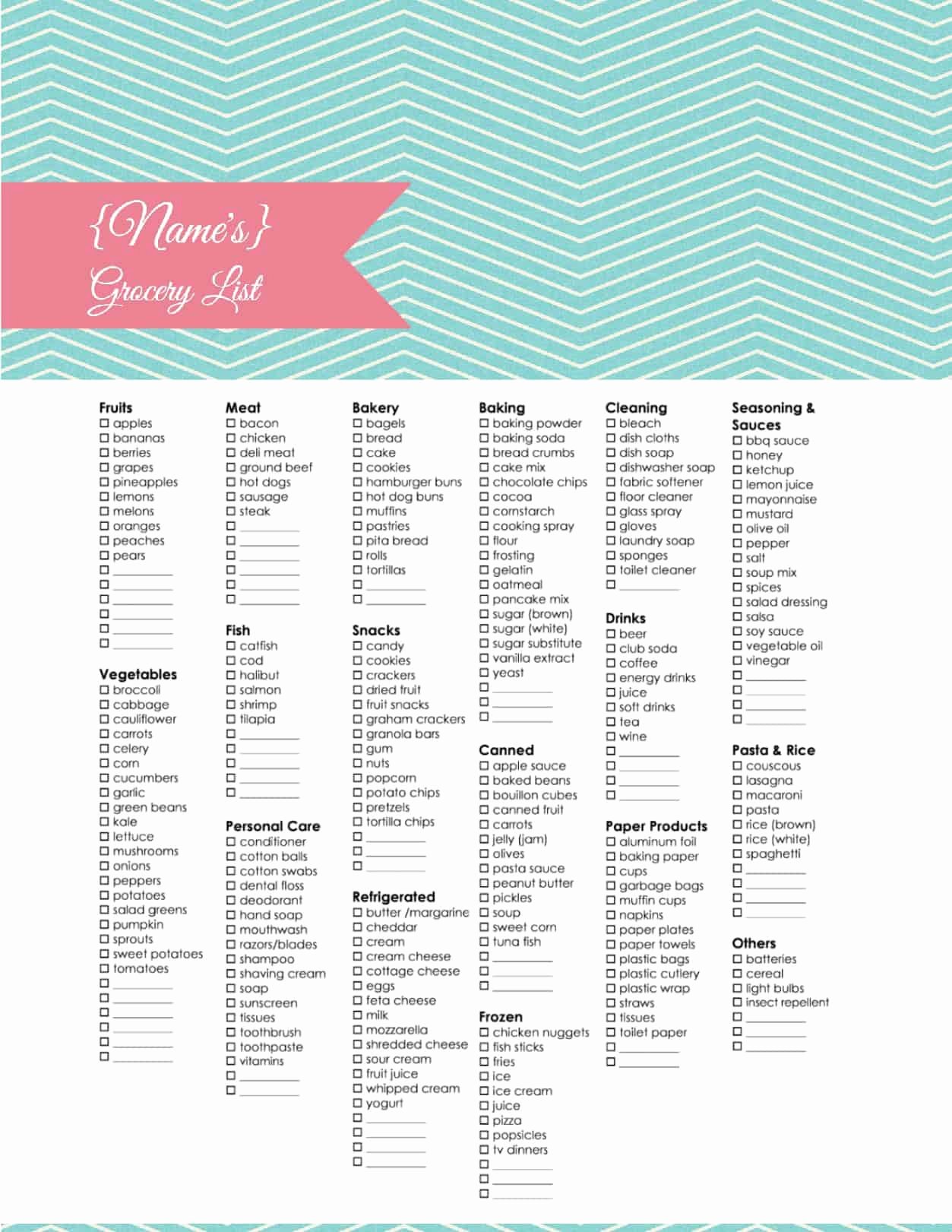 Printable Grocery List Templates Best Of Grocery List Template