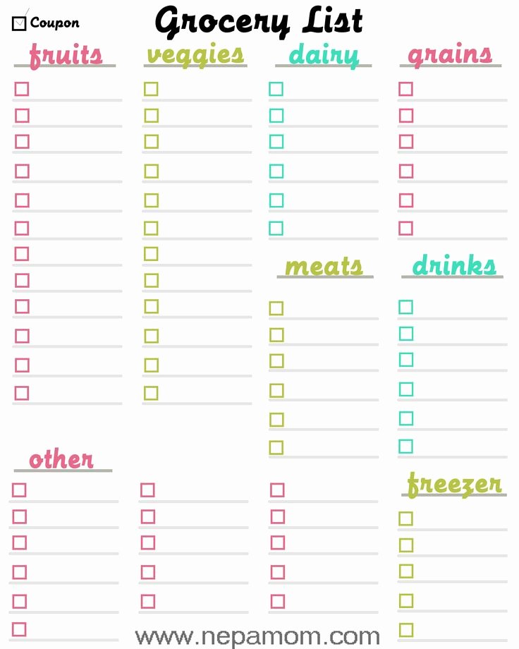 Printable Grocery List Templates Elegant Pin On Frugal Living Ideas