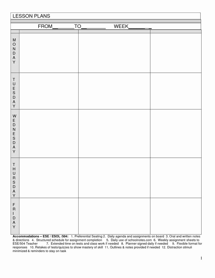 Printable Lesson Plan Template Beautiful Blank Lesson Plans for Teachers