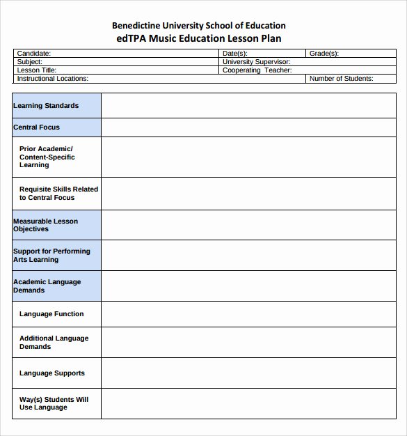 Printable Lesson Plan Template Beautiful Sample Music Lesson Plan 7 Documents In Pdf Psd
