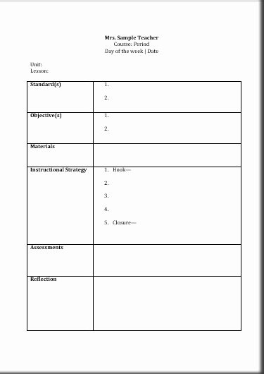 Printable Lesson Plan Template Best Of Printable Lesson Plan Template for Teachers