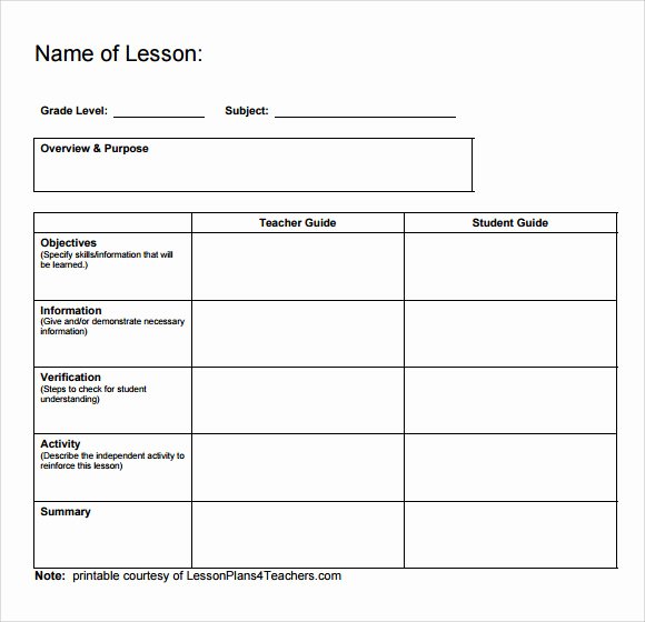 Printable Lesson Plan Template Best Of Sample Printable Lesson Plan Template 8 Free Documents