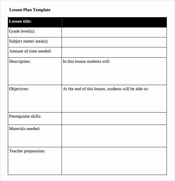 Printable Lesson Plan Template New Sample Middle School Lesson Plan Template 7 Free