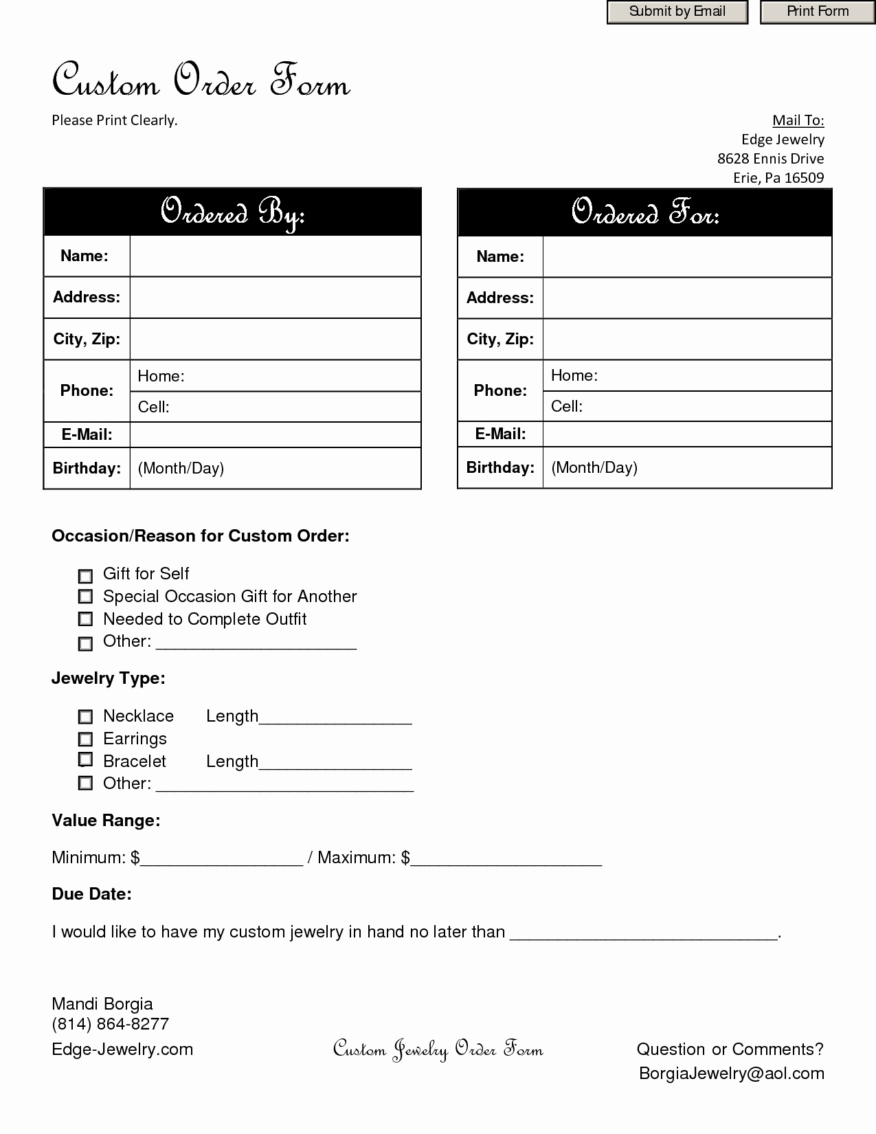 Printable order form Template Unique Special order form Craft Trade Show