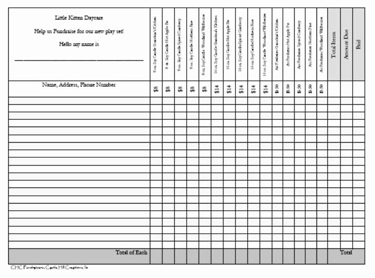 Printable order form Templates Best Of Fundraiser order form Templates Free Image – Candle