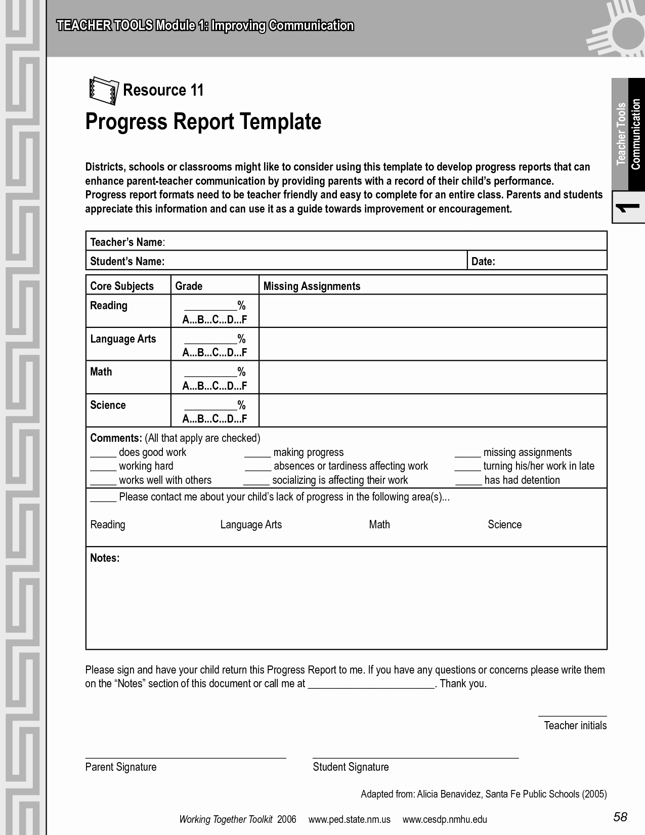 Printable Report Card Templates Awesome Progress Report Template