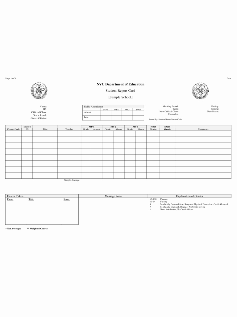 Printable Report Card Templates Elegant 2019 Report Card Template Fillable Printable Pdf