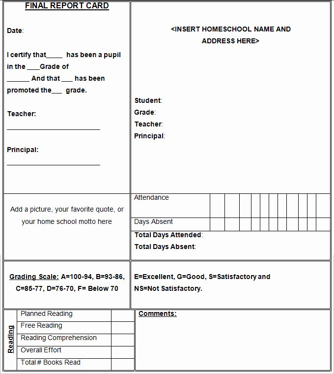 Printable Report Card Templates Inspirational Blank 7 Printable Report Card Template Excel Pdf source
