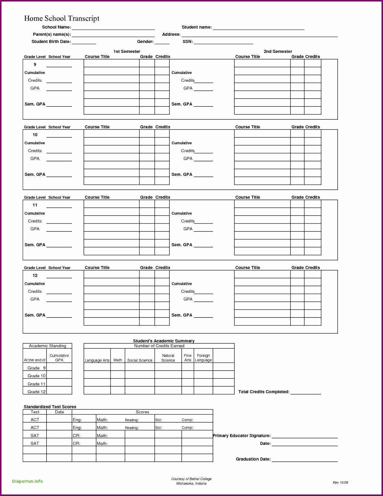 Printable Report Card Templates Inspirational Free Printable Homeschool Report Card Template Cards