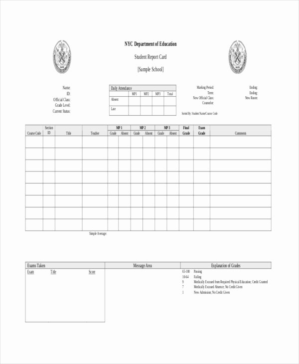 Printable Report Card Templates Luxury Blank 7 Printable Report Card Template Excel Pdf source