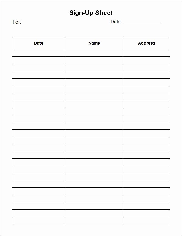 Printable Sign Up Sheet Template Lovely Sign Up Sheet Template 7 Free Download for Word Pdf